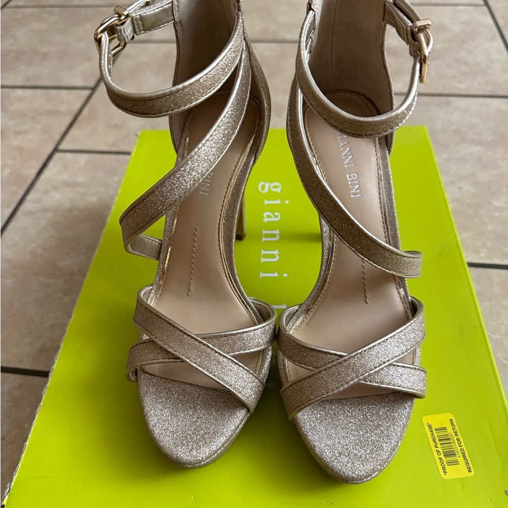 Gianni Bini Glittering Gold Strappy Heels